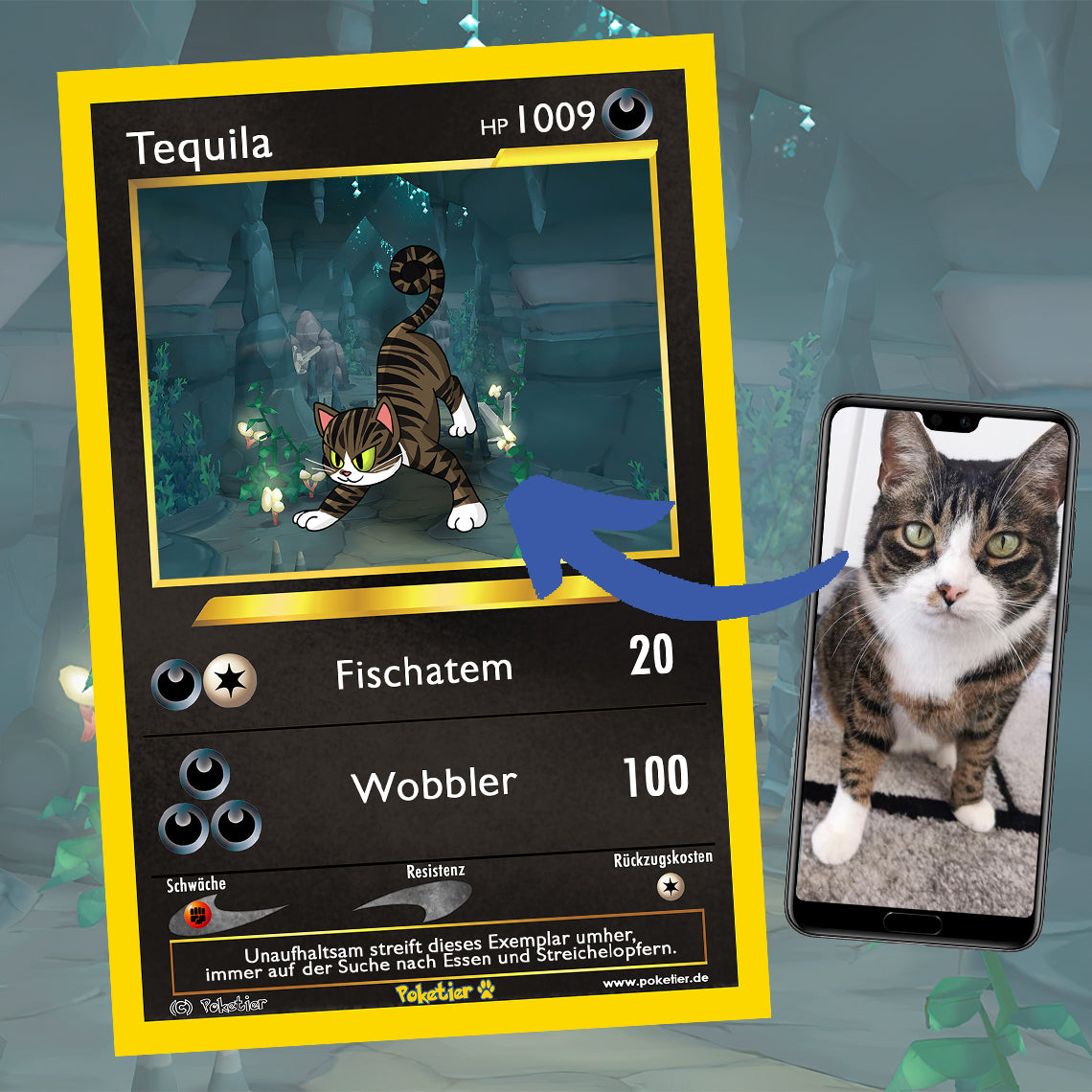 Load image into Gallery viewer, Deine handgezeichnete Poketier Sammelkarte